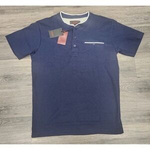 SMASH Henley Shirt Short Sleeve Casual Button Up Pocket Tee Mens Size S
